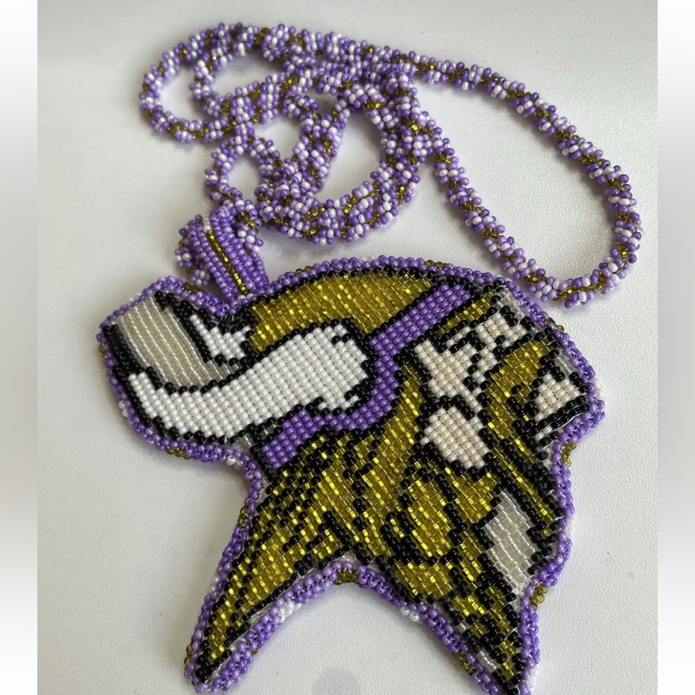 Minnesota Vikings Fully Beaded NFL Logo Handmade Native Medallion Necklace